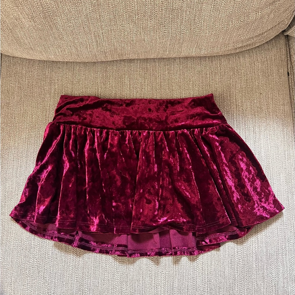 iHeartRaves Burgundy Velvet Festival Mini Skirt Size Small